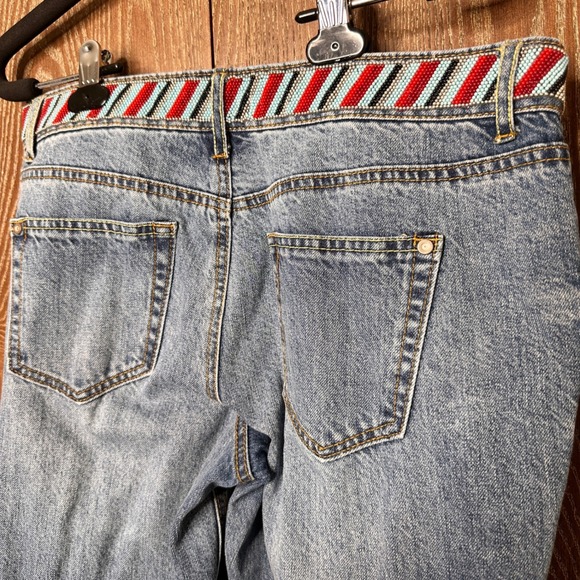 Alloy Apparel Distressed Jeans Beaded Waistband Size 11x37 Straight Skinny Leg - Picture 7 of 7